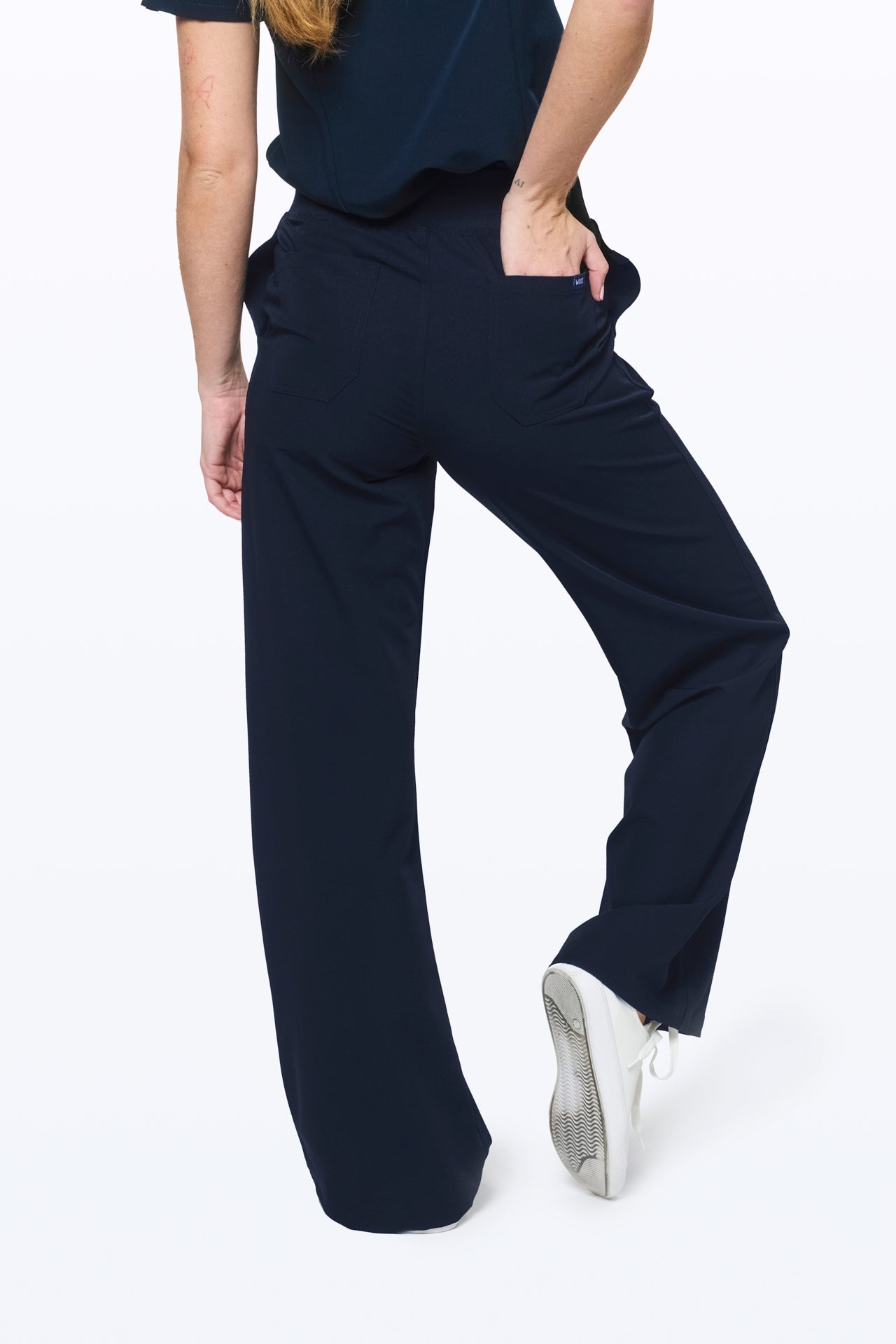 Women's High-Waisted Flare Scrub Pants - Navy
