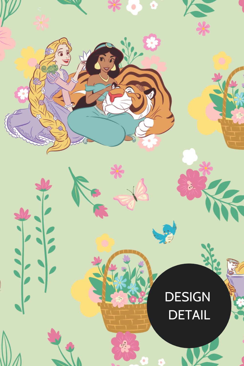 Disney Princess Women’s Cargo Scrub Pants, Garden Party
