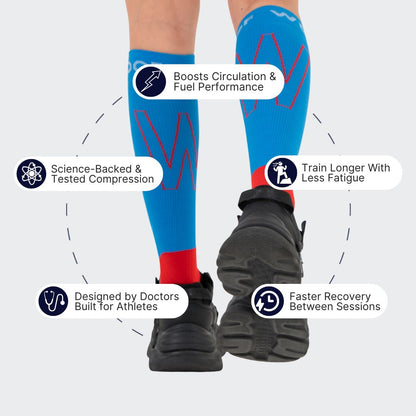Blue & Red Performance Compression Socks