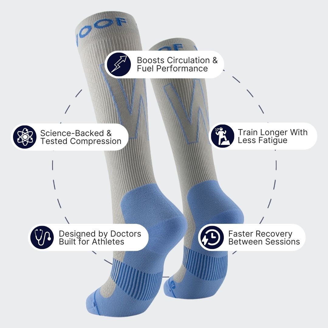 Grey & Blue Performance Compression Socks