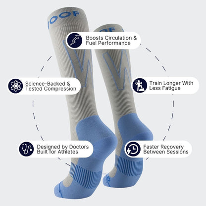 Grey & Blue Performance Compression Socks