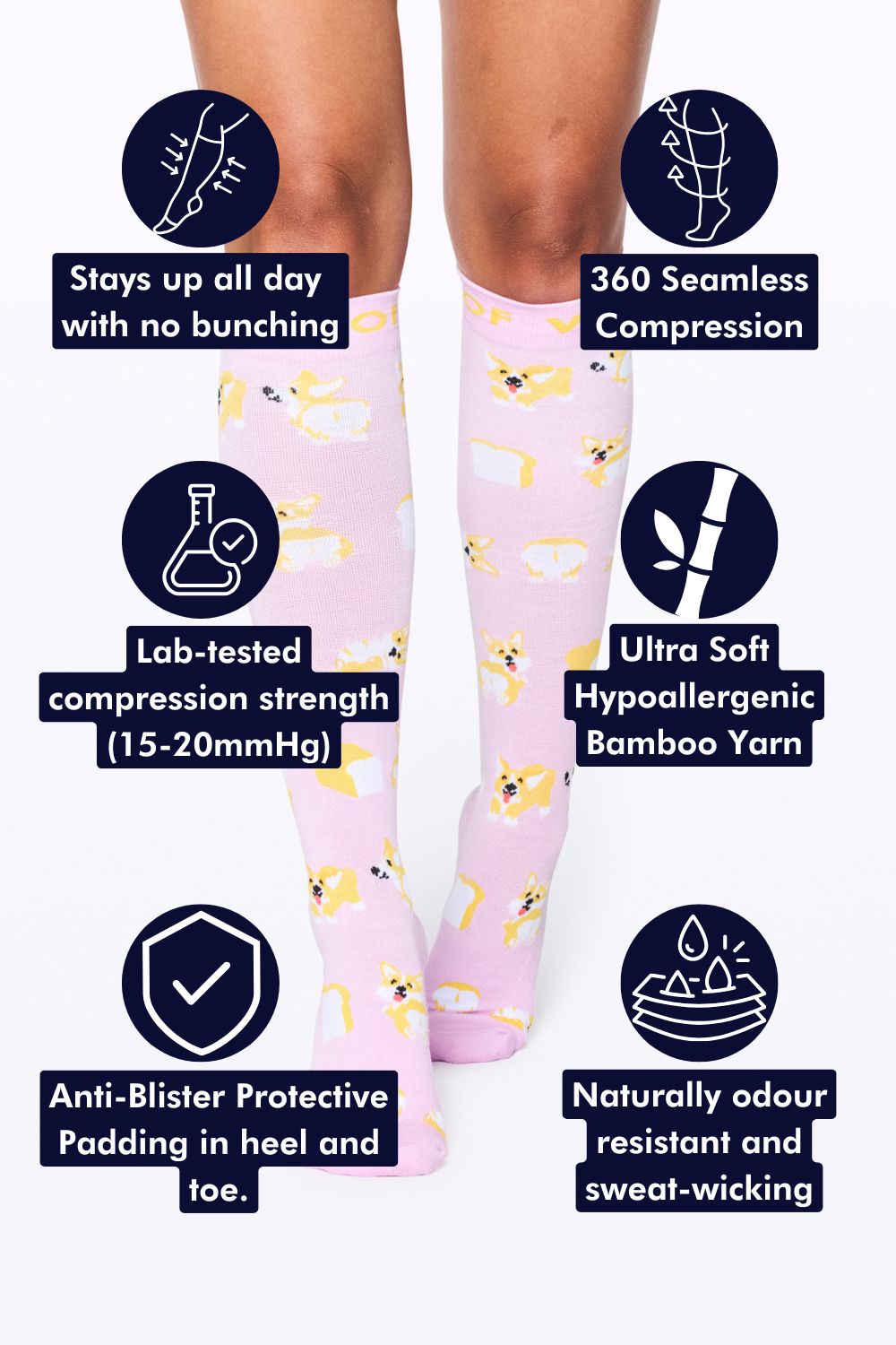 Loafing Corgis Bamboo Compression Socks