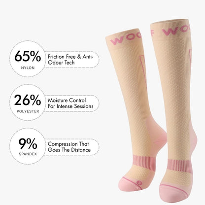 Sand & Pink Performance Compression Socks