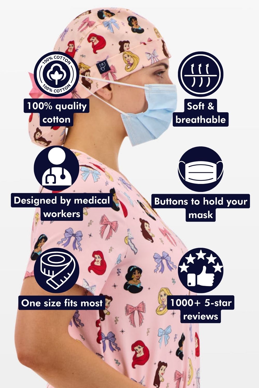 Disney Princess Scrub Cap, Happily Ever After