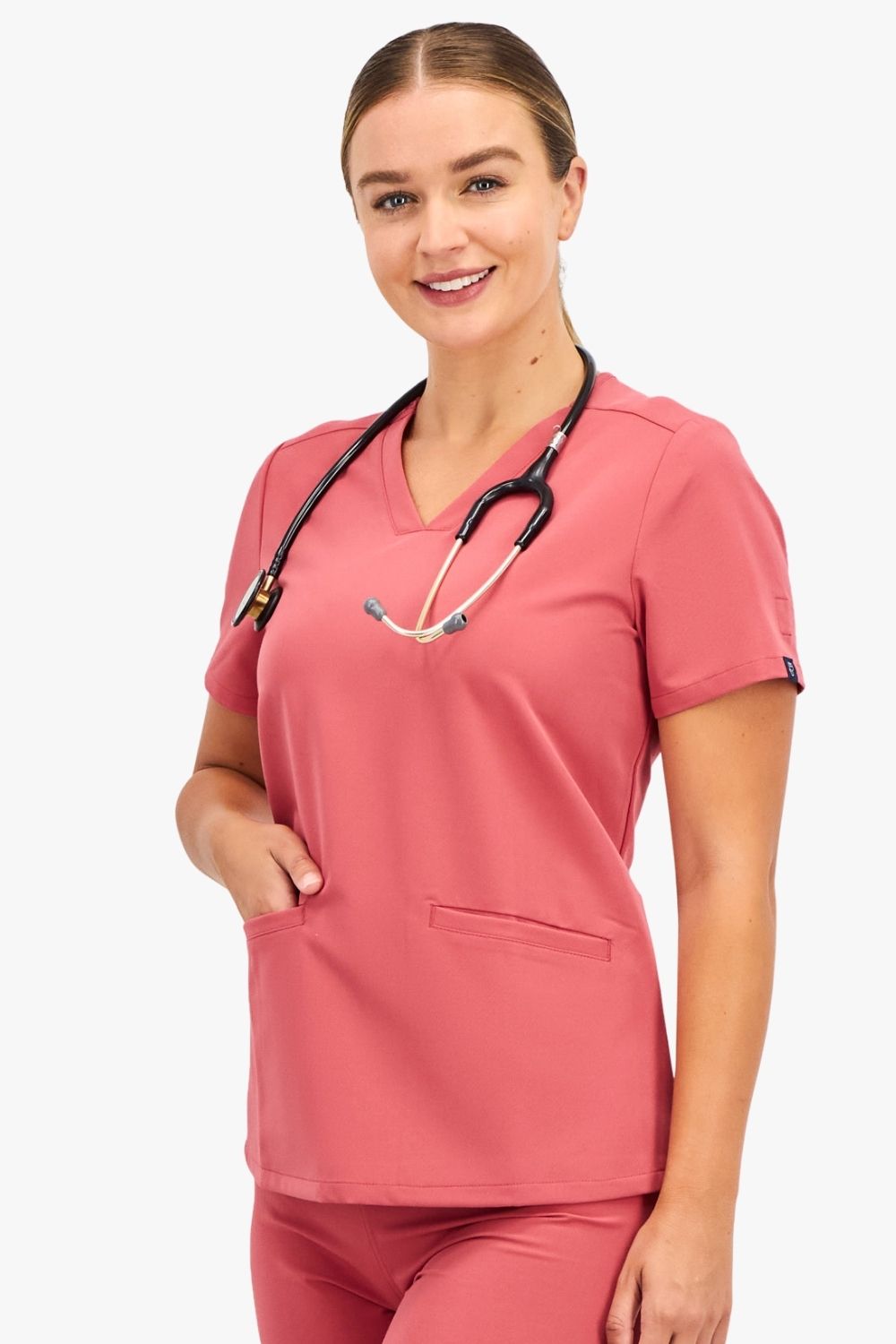 Women's 3-Pocket Scrub Top - Rosette