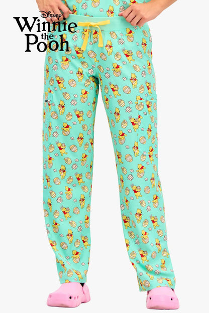 Disney’s Winnie the Pooh Women’s Cargo Scrub Pants, Easter Egg Hunt