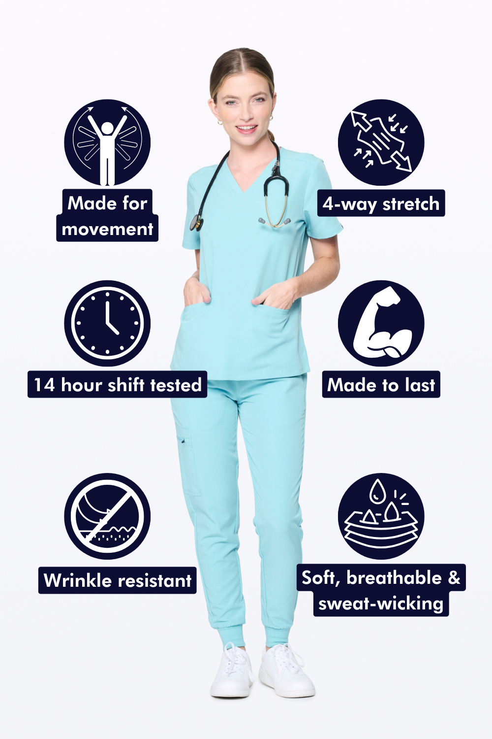 Women's 3-Pocket Scrub Top - Byron Bay