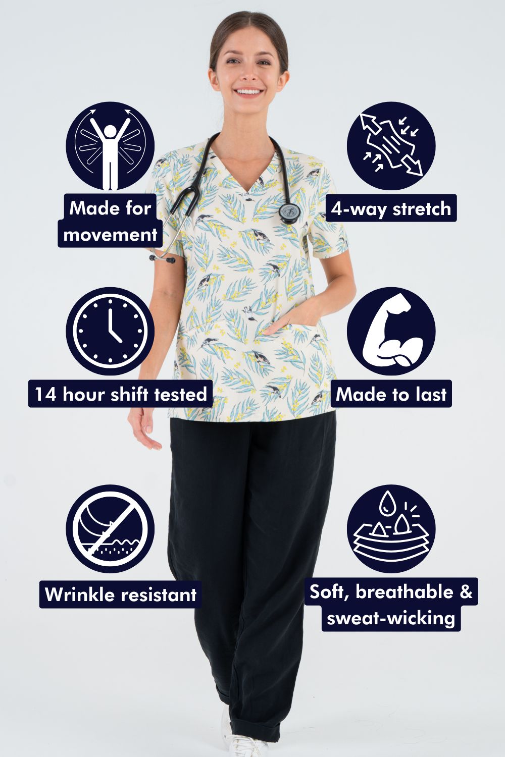 Wattlebirds Women’s 3-Pocket Scrub Top