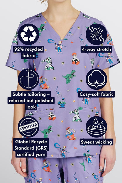 Disney & Pixar’s Toy Story Women’s 3-Pocket Scrub Top, You’ve got a Friend