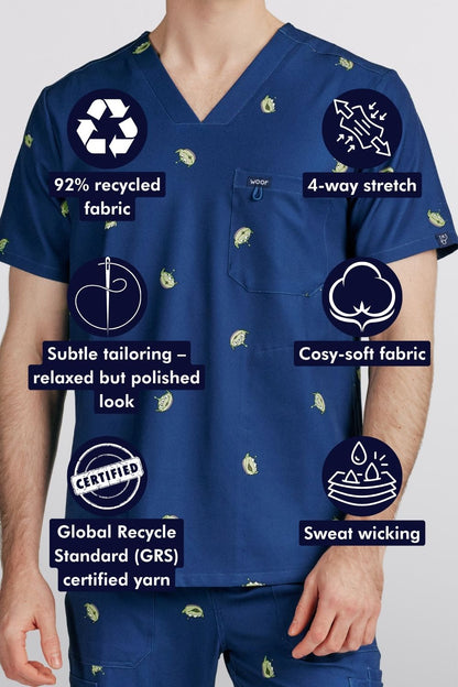 Disney & Pixar’s Toy Story Men’s 3-Pocket Scrub Top, Little Green Men