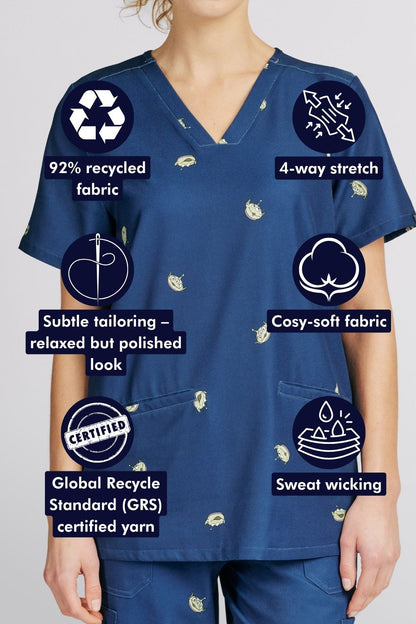 Disney & Pixar’s Toy Story Women’s 3-Pocket Scrub Top, Little Green Men