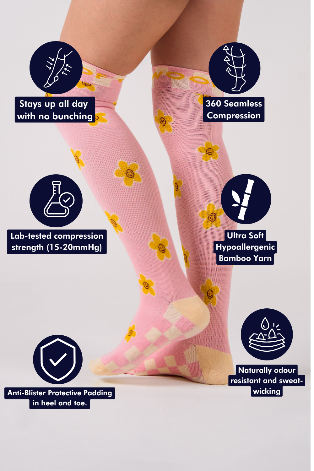 Daisy Delight Bamboo Compression Socks