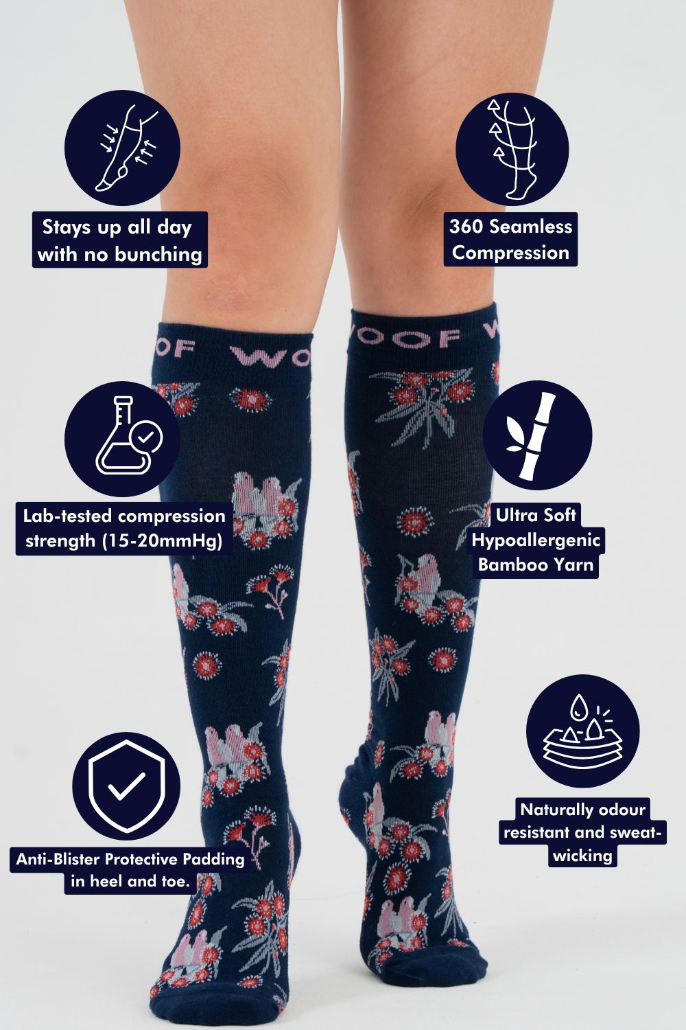 Australian Red Flowering Gum Bamboo Compression Socks