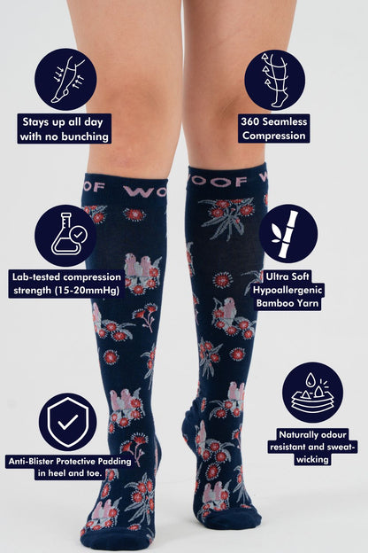 Australian Red Flowering Gum Bamboo Compression Socks