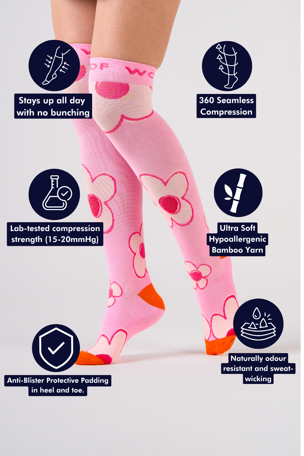Flower Power Bamboo Compression Socks