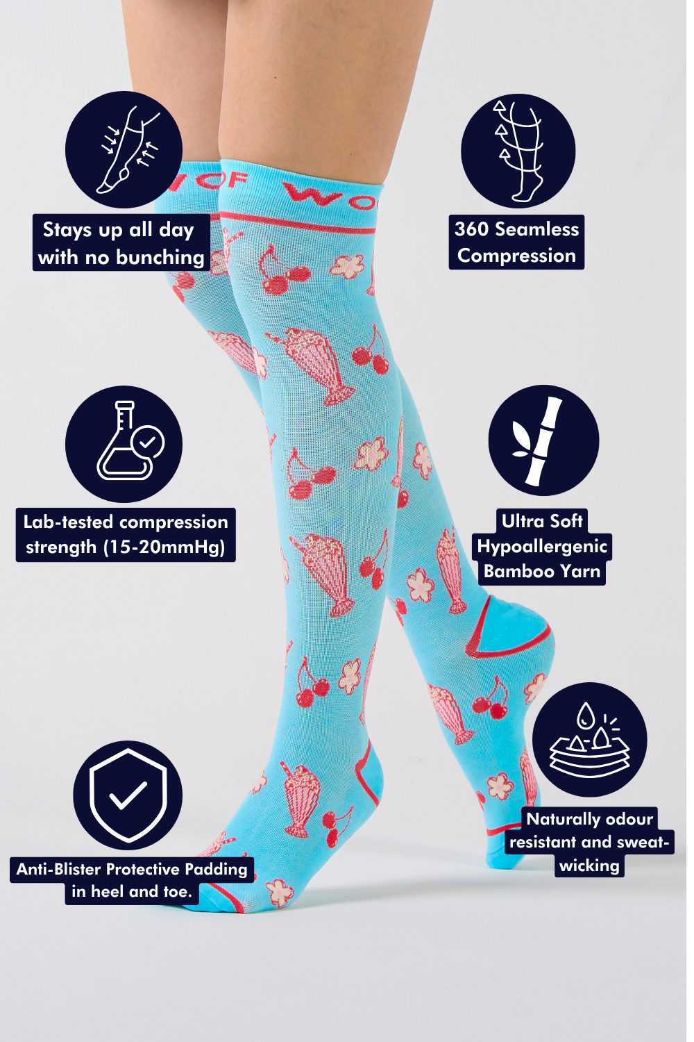Cherry Milkshake Bamboo Compression Socks