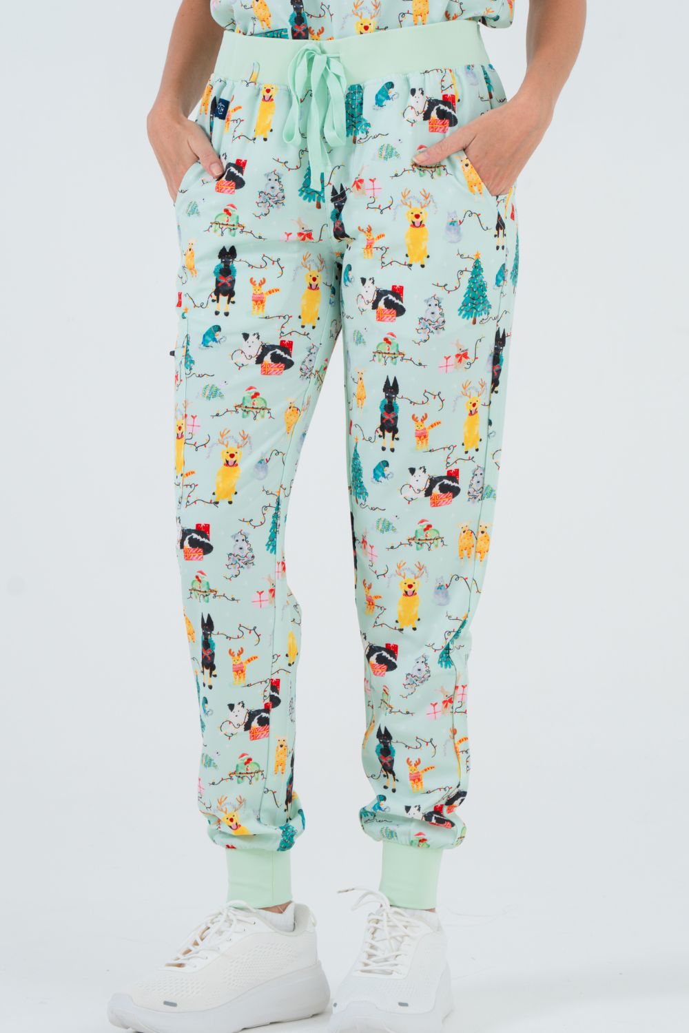 Christmas Tails Women’s 8-Pocket Cargo Scrub Pants