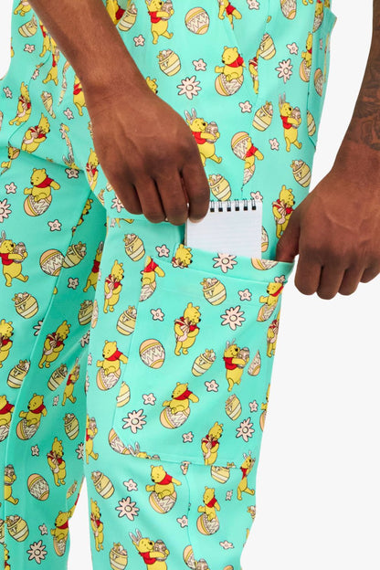 Disney’s Winnie the Pooh Men’s Cargo Scrub Pants, Easter Egg Hunt