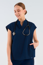 Women's Drape-Fit Oversized Scrub Top - Navy