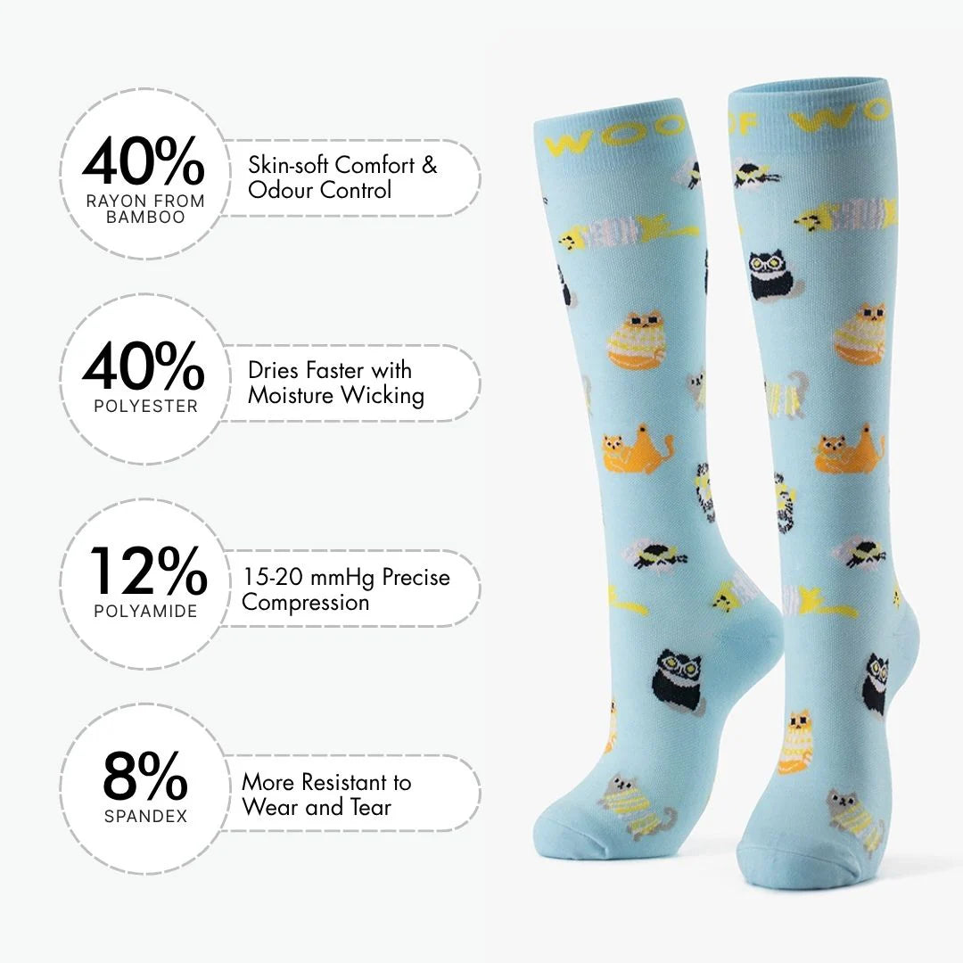 Cool Cats Bamboo Compression Socks