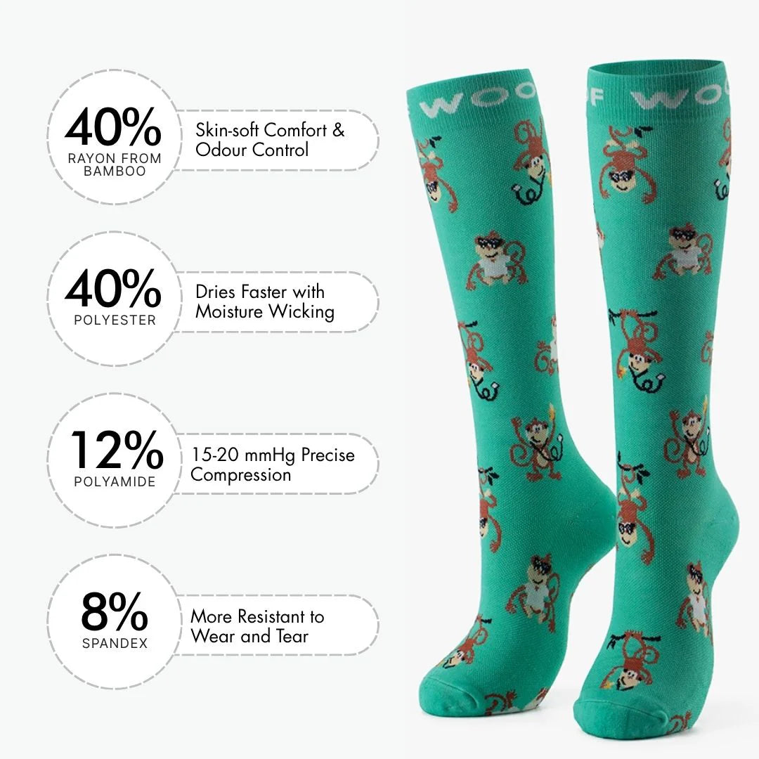 Monkeying Around Bamboo Compression Socks