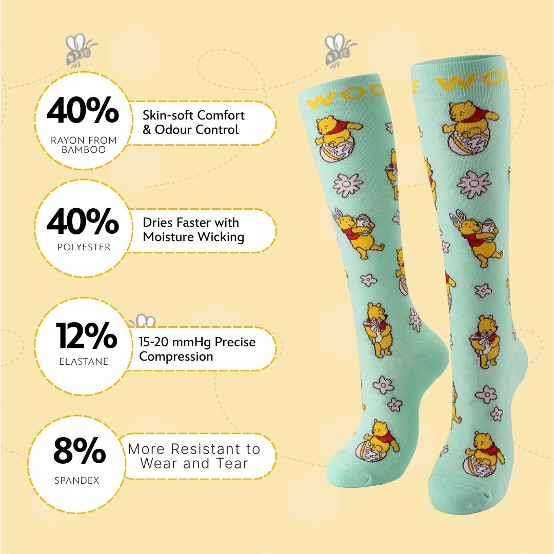 Disney’s Winnie the Pooh Bamboo Compression Socks, Easter Egg Hunt