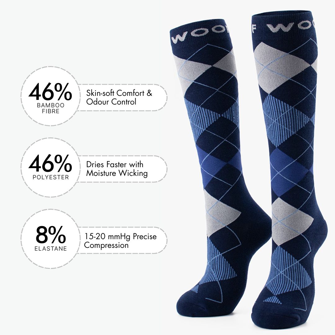 Midnight Argyle Bamboo Compression Socks