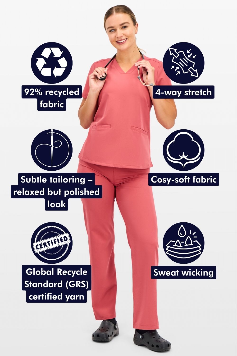 Women's 3-Pocket Scrub Top - Rosette