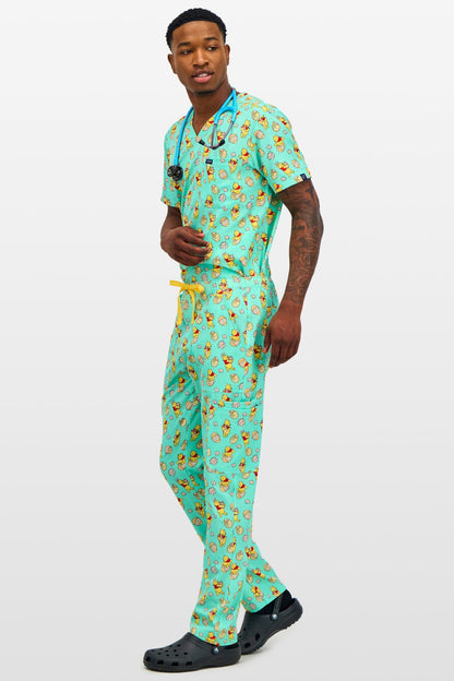 Disney’s Winnie the Pooh Men’s Cargo Scrub Pants, Easter Egg Hunt