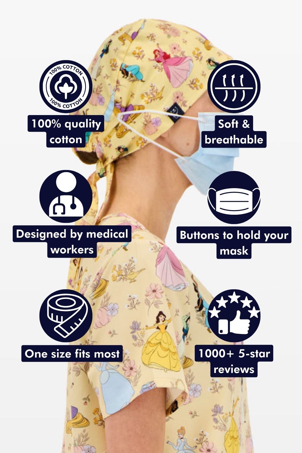 Disney Princess Scrub Cap, Golden Meadow