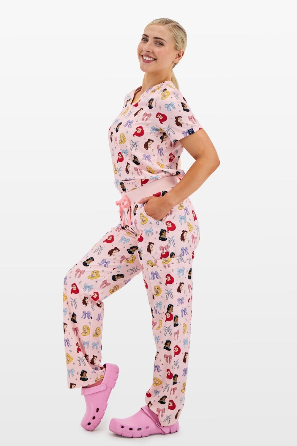 Disney Princess Women’s Cargo Scrub Pants, Happily Ever After