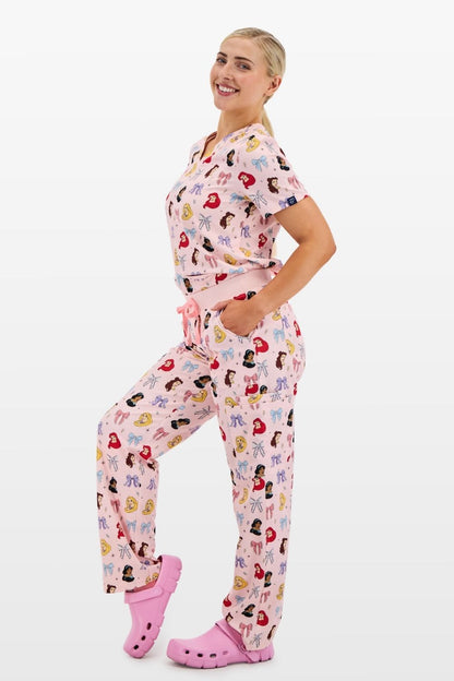 Disney Princess Women’s Cargo Scrub Pants, Happily Ever After