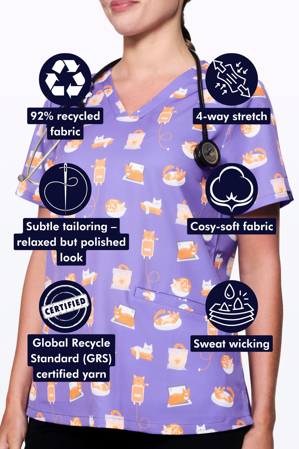 If I Fit I Sit Women’s 3-Pocket Scrub Top