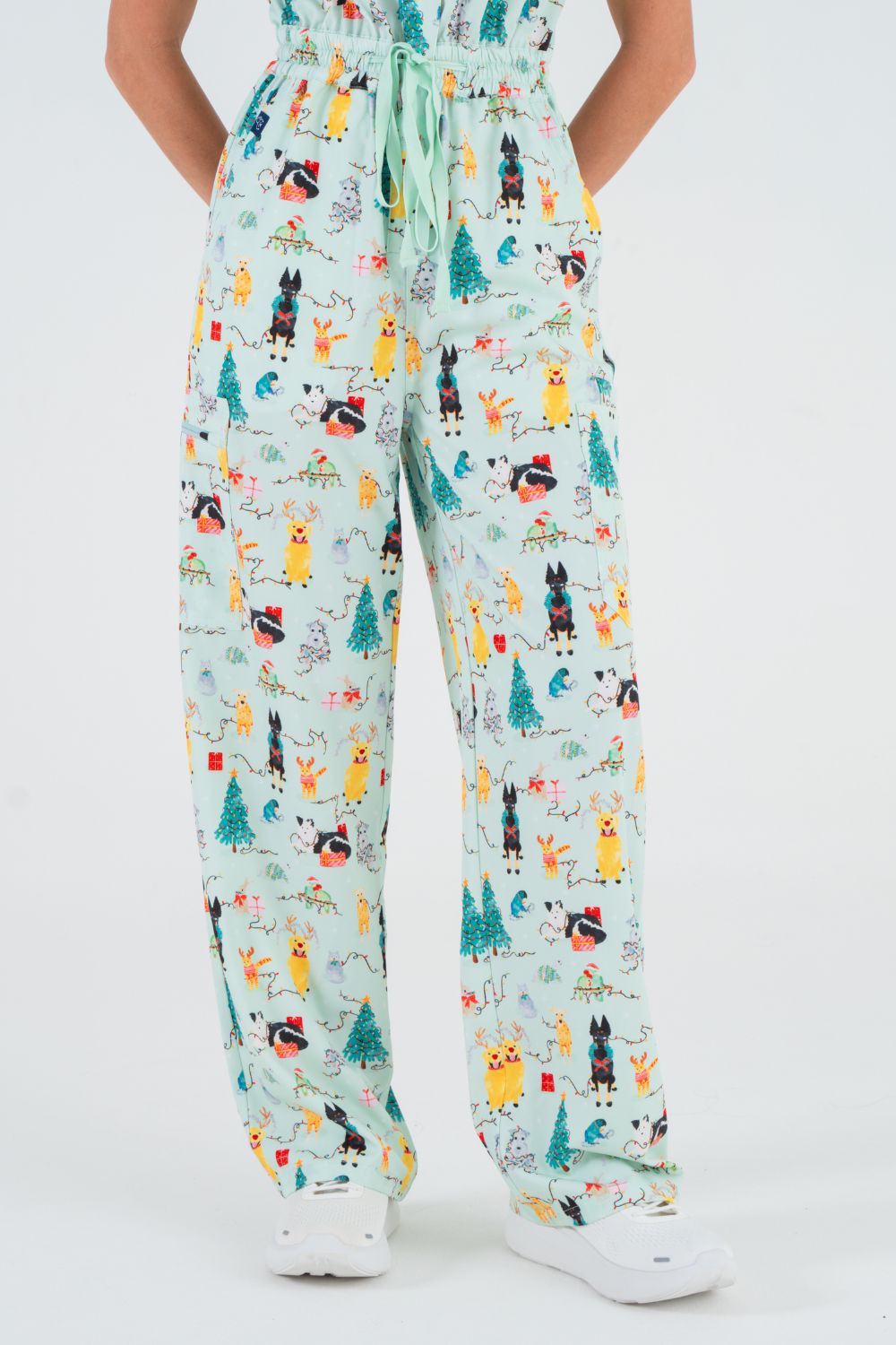Christmas Tails Women’s 8-Pocket Scrub Jumpsuit