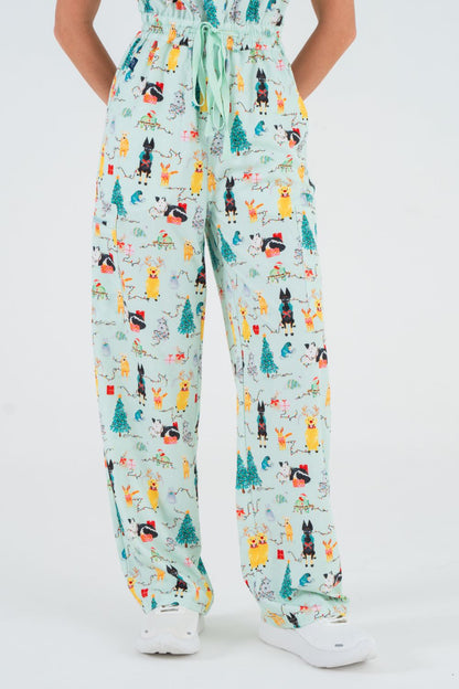 Christmas Tails Women’s 8-Pocket Scrub Jumpsuit