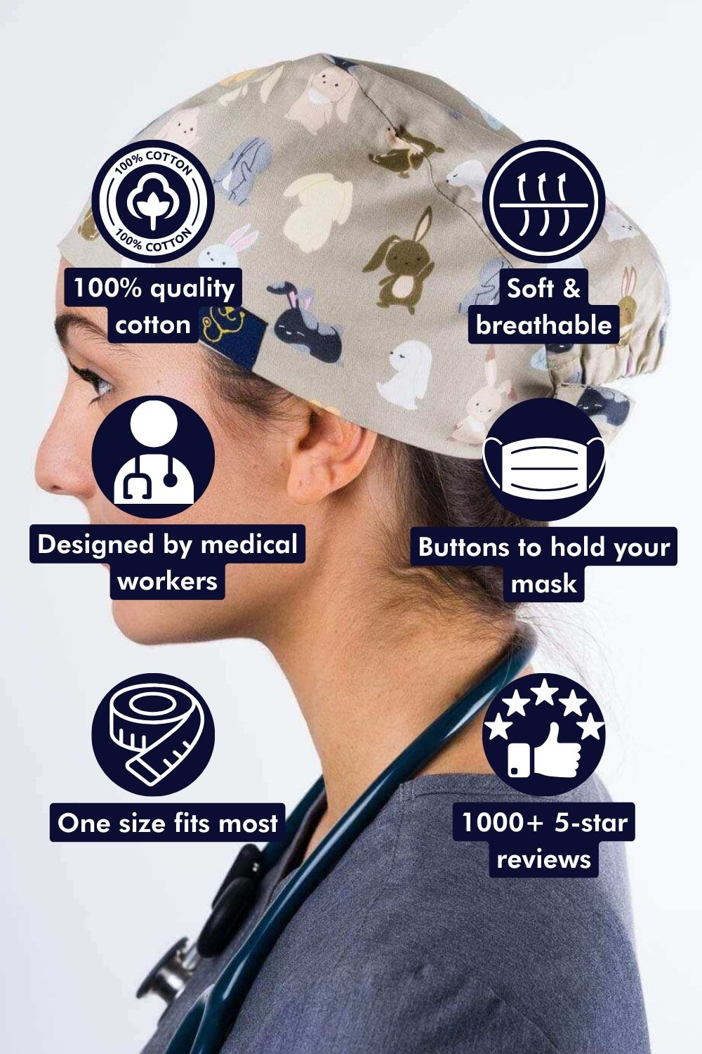 Bunnies Scrub Cap