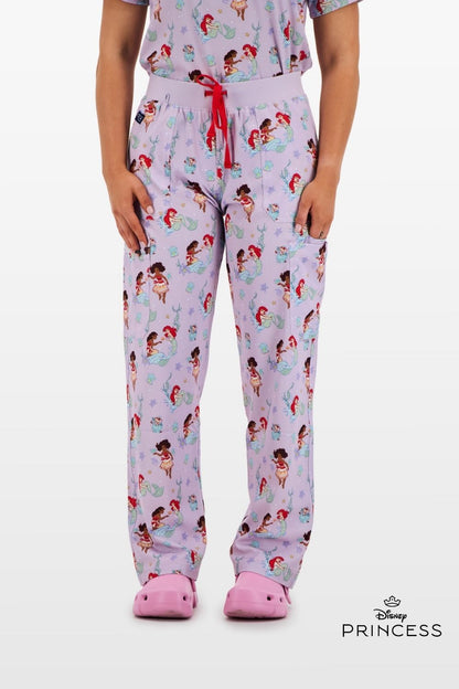 Disney Princess Women’s Cargo Scrub Pants, Ocean of Dreams