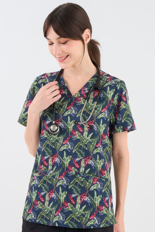 In the Jungle Women's 3-Pocket Scrub Top
