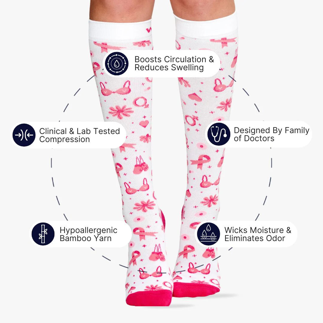 1 in 7: Breast Cancer Awareness Bamboo Compression Socks