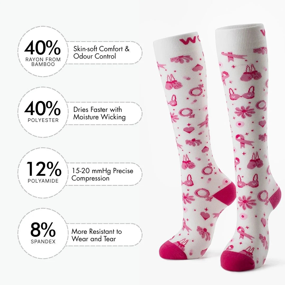 1 in 7: Breast Cancer Awareness Bamboo Compression Socks