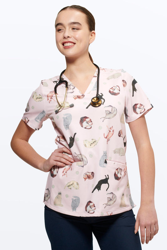 Cats Cats Cats Women’s 3-Pocket Scrub Top
