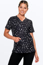 Black & White Confetti Women’s 3-Pocket Scrub Top