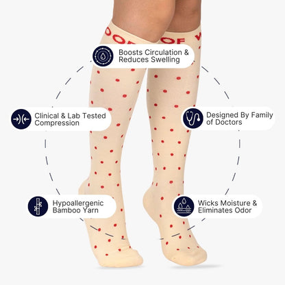 Polka Dots Bamboo Compression Socks