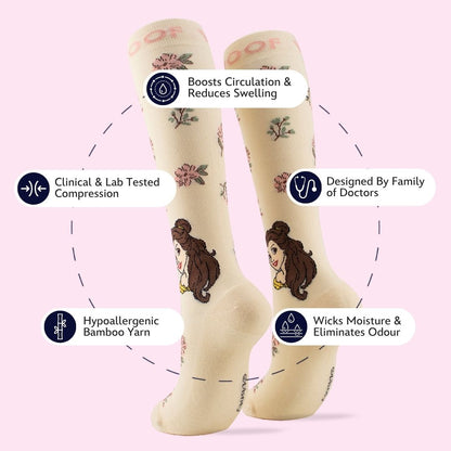 Disney's Beauty and the Beast Bamboo Compression Socks, Belle
