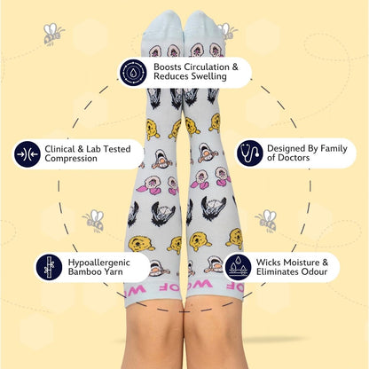 Disney’s Winnie the Pooh and Friends Bamboo Compression Socks, Hundred Acre Smiles