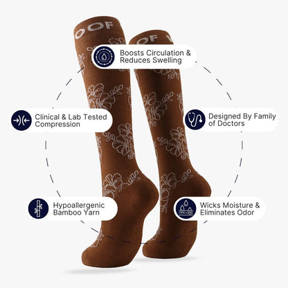 Pressed Flowers Bamboo Compression Socks