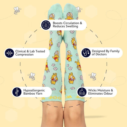 Disney’s Winnie the Pooh Bamboo Compression Socks, Easter Egg Hunt