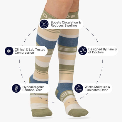 Chill Sunday Stripes Bamboo Compression Socks