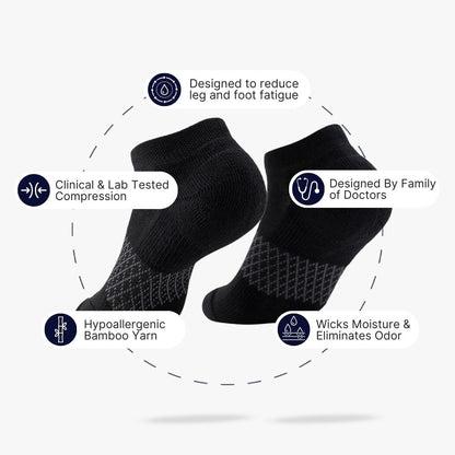 Black Bamboo Ankle Compression Socks