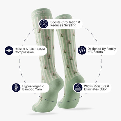Backyard Blooms Bamboo Compression Socks